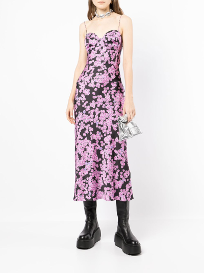 Natasha Zinko Floral-print Midi-dress In Black