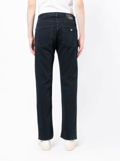 Shop Emporio Armani Mid-rise Straight-leg Jeans In Blue