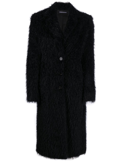 Shop Kwaidan Editions Faux-fur Button-front Coat In Black