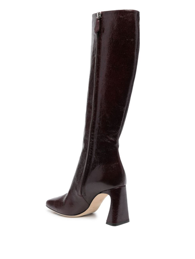 Shop Alberta Ferretti Sculpted-heel Leather Boots In Purple