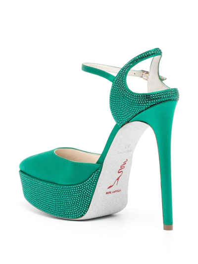 Shop René Caovilla 137mm Heeled Leather Sandals In Green