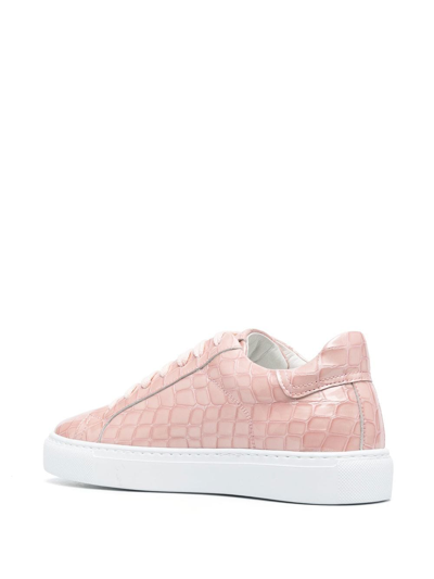 Shop Hide & Jack Crocodile-effect Lace-up Sneakers In Pink