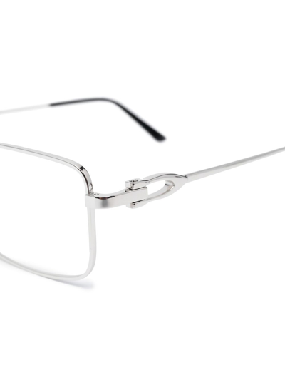 Shop Cartier Rectangle-frame Glasses In Silver