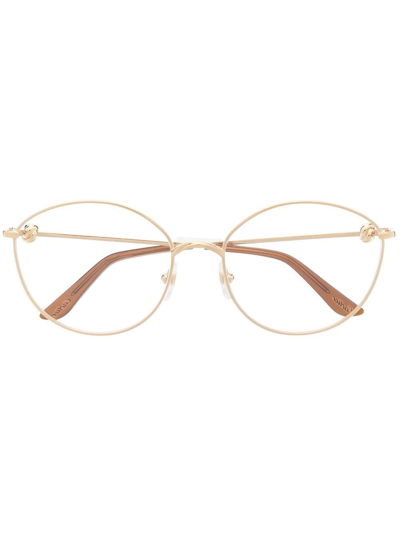 Shop Cartier Round-frame Gold-tone Glasses