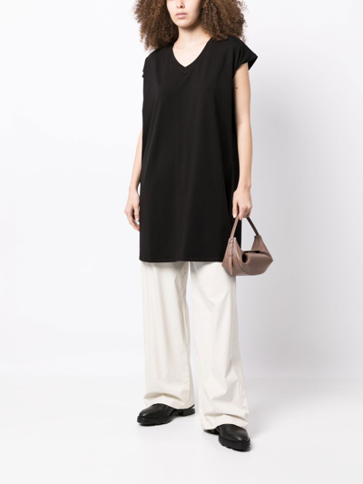 Eileen Fisher V-neck Short-sleeve Mini Dress In Black