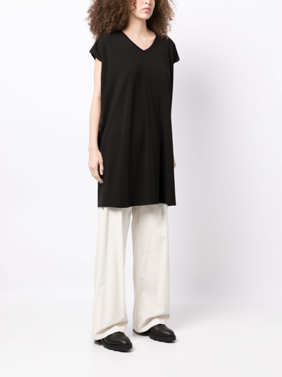 Eileen Fisher V-neck Short-sleeve Mini Dress In Black