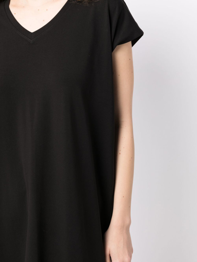 Shop Eileen Fisher V-neck Short-sleeve Mini Dress In Black