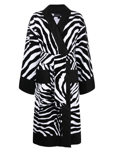 Shop Dolce & Gabbana Zebra Print Bathrobe In Black