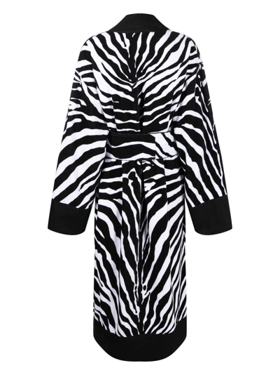 Shop Dolce & Gabbana Zebra Print Bathrobe In Black