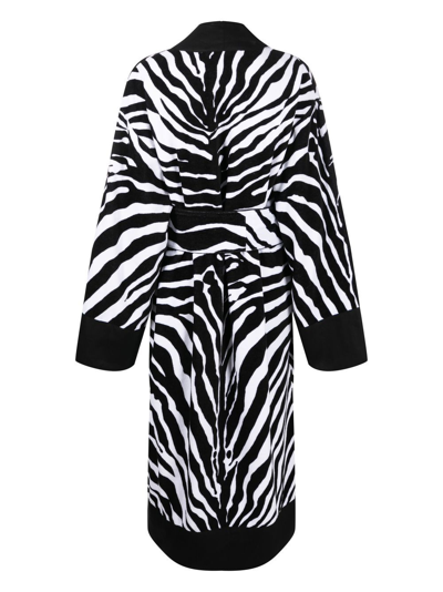 Dolce & Gabbana Zebra Print Bathrobe In Black