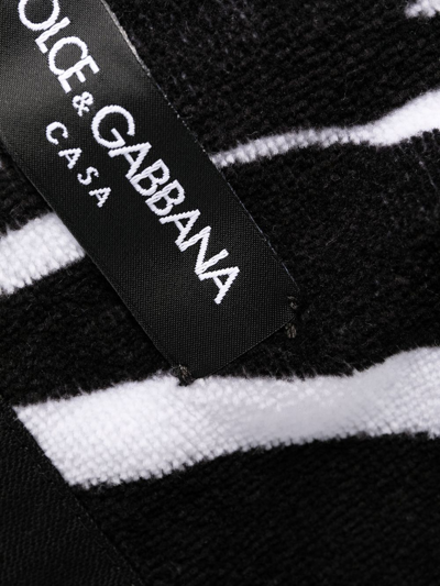 Shop Dolce & Gabbana Zebra Print Bathrobe In Black