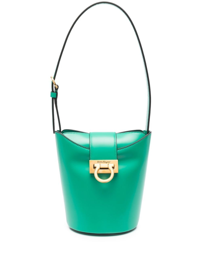 Shop Ferragamo Trifolio Bucket Bag In Green