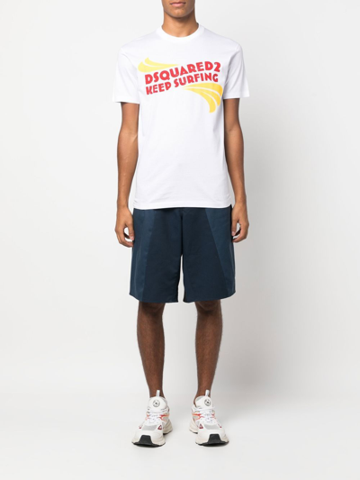 Dsquared2 Keep Surfing Cotton T-shirt In White