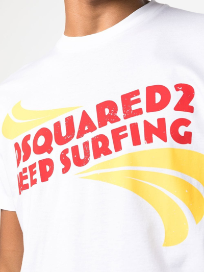 Dsquared2 Keep Surfing Cotton T-shirt In White