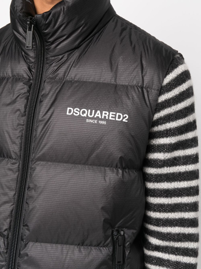 Shop Dsquared2 Logo-print Padded Gilet In Black