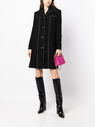 Shop Boutique Moschino Contrast-stitching Swing Coat In Black
