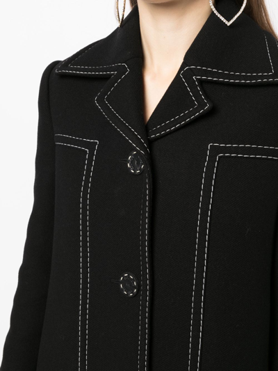 Shop Boutique Moschino Contrast-stitching Swing Coat In Black