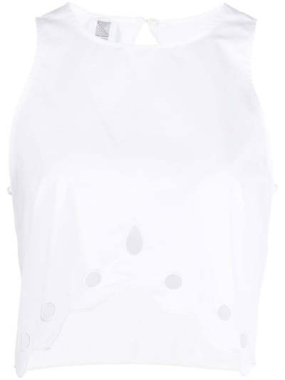 Shop Rosie Assoulin Cut-out Sleeveless Crop Top In White