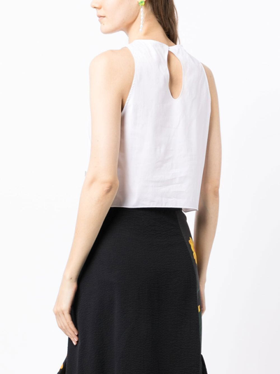 Shop Rosie Assoulin Cut-out Sleeveless Crop Top In White