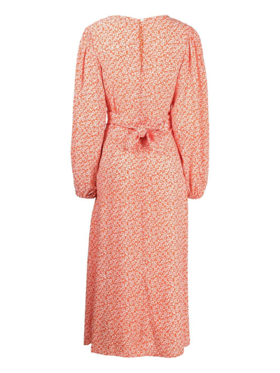 Faithfull The Brand Capella Red Floral-print Midi Dress In Orange