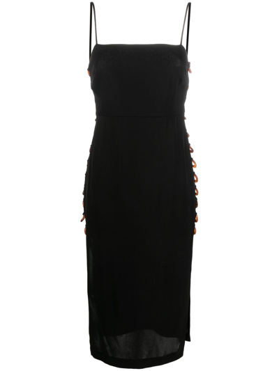 Shop St Agni Side Cut-out Midi Dress In Black