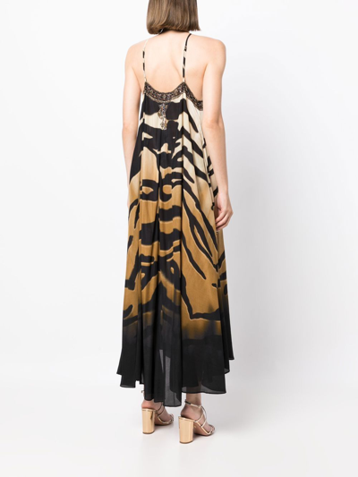 Shop Camilla Tiger-print Halter-neck Dress In Brown