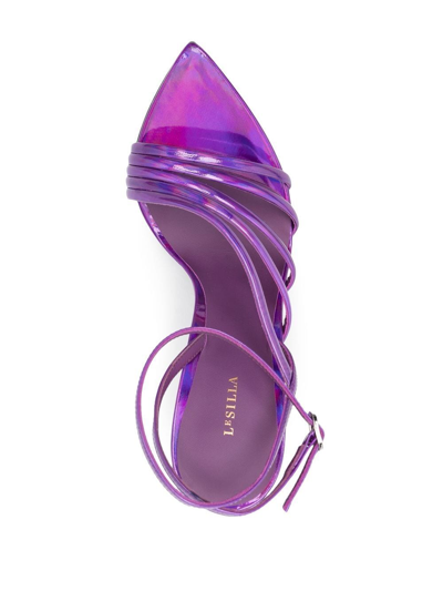 Shop Le Silla Bella 120mm Patent-leather Sandals In Purple