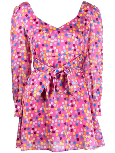 Shop Olivia Rubin Mosaic-print Mini Dress In Pink
