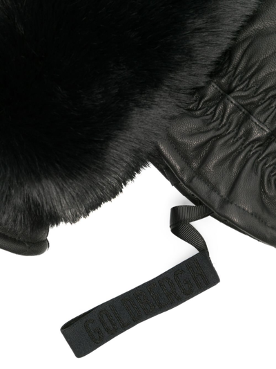 Shop Goldbergh Faux-fur Leather Mittens In Black