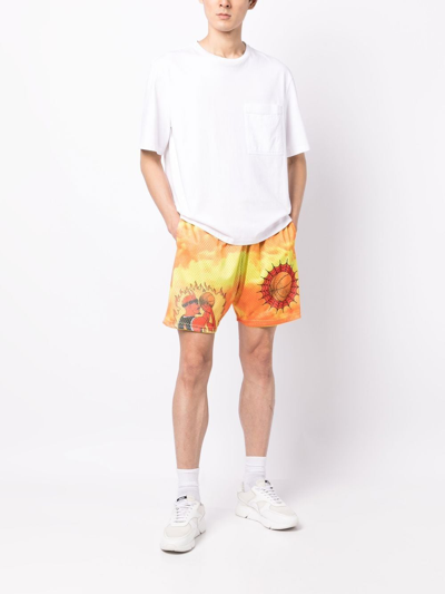 Market Graphic-print Mesh Shorts In Yellow