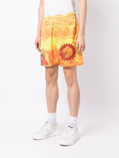 Market Graphic-print Mesh Shorts In Yellow