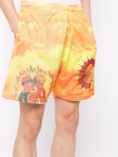 Market Graphic-print Mesh Shorts In Yellow
