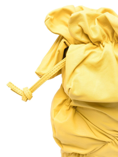 Shop Discord Yohji Yamamoto Leather Gathered-detail Bucket Bag In Yellow