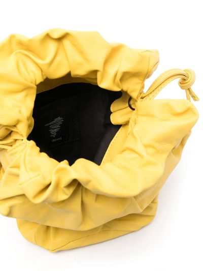 Shop Discord Yohji Yamamoto Leather Gathered-detail Bucket Bag In Yellow