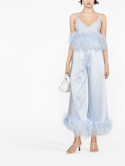 16arlington Poppy Feather-trim Camisole In Blue
