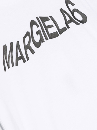 Shop Mm6 Maison Margiela Logo-print Asymmetric Dress In White