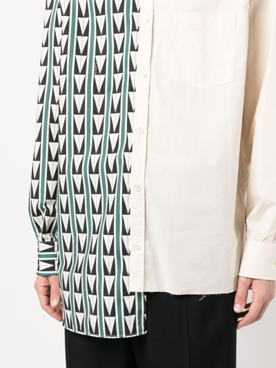 Lanvin Patchwork Geometric Print Shirt In Neutrals
