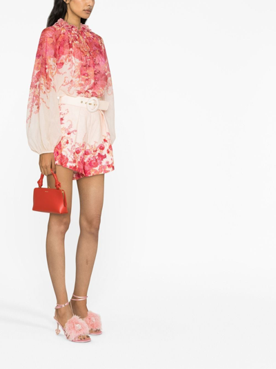 Shop Zimmermann High Tide Billow Blouse In Pink