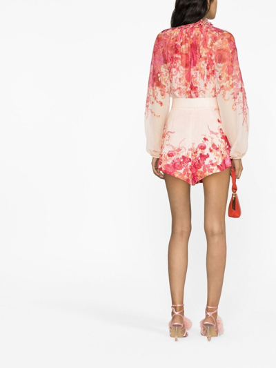 Shop Zimmermann High Tide Billow Blouse In Pink