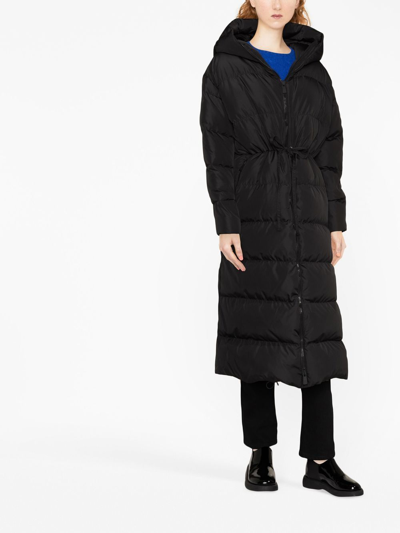 Shop Bacon Hooded Tie-waist Quilted Coat In Black