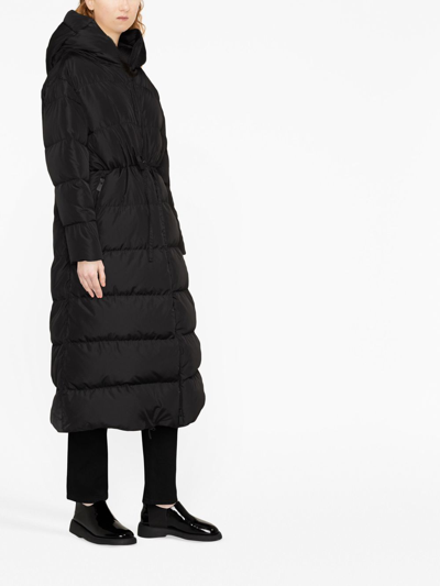 Shop Bacon Hooded Tie-waist Quilted Coat In Black