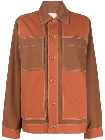 Shop Bapy By *a Bathing Ape® Two-tone Patchwork Shirt Jacket In Brown