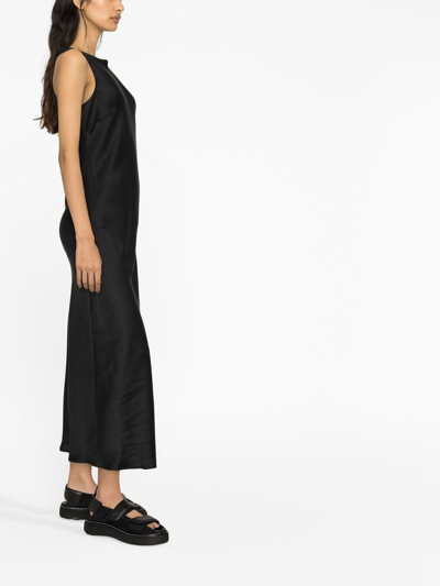Asceno Valencia High-neck Silk-satin Maxi Dress In Black