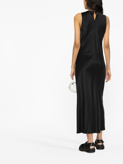 Asceno Valencia High-neck Silk-satin Maxi Dress In Black