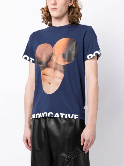 Shop Walter Van Beirendonck Body Print Cotton T-shirt In Blue