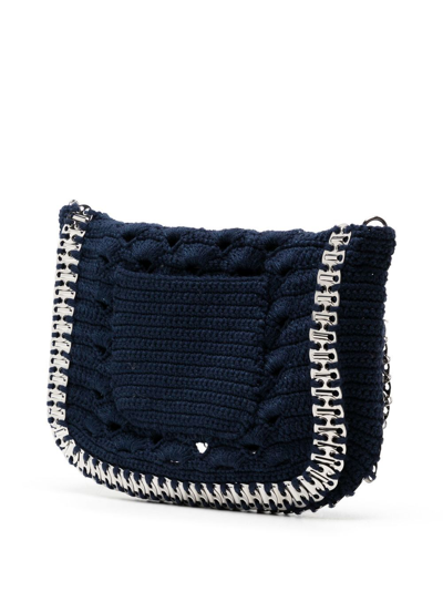 Shop Rabanne Large Knit Shoulder Bag In Blue