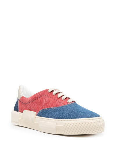 Shop Hide & Jack Colour-block Panel Low-top Sneakers In Red