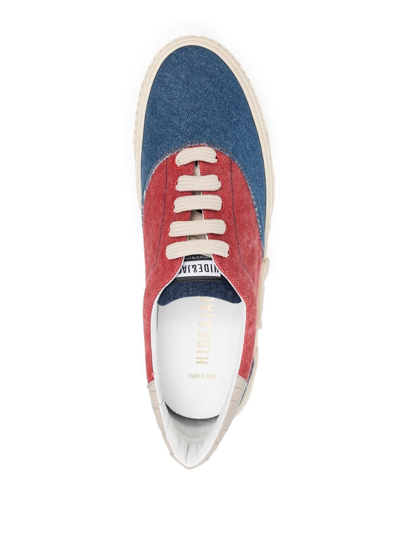 Shop Hide & Jack Colour-block Panel Low-top Sneakers In Red