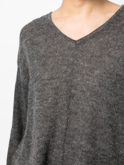 Shop Goen J V-neck Knitted Sweater In Grey