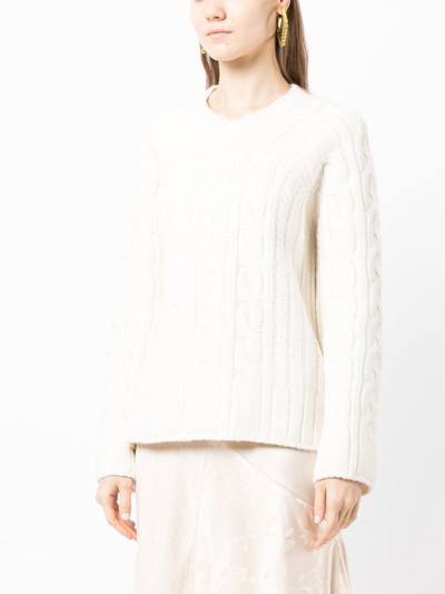 Goen J Cable-knit Wool-blend Sweater In White